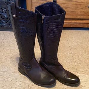 Vince Camuto, croc embossed, leather riding boot.